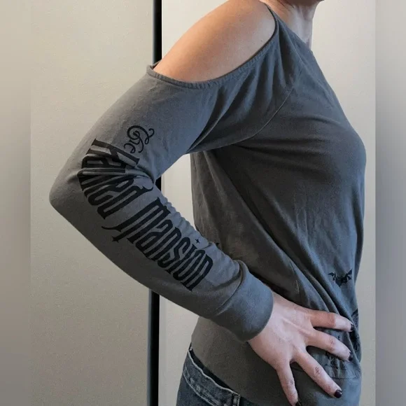 Disney Parks Haunted Mansion Long Sleeve Shirt 👻 | Unisex | Gray | Size M - Picture 5 of 12